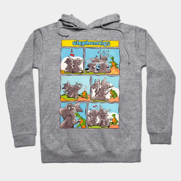 two elephants and a funny turtle vintage retro Hoodie by REVISTANGO